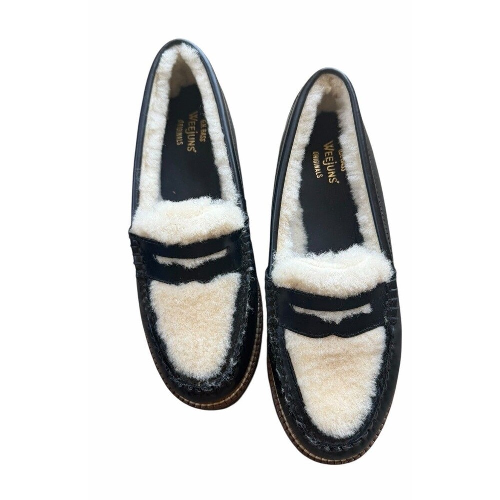 NEW G.H. Bass Weejuns Whitney Cozy Super Lug  Genuine Shearling Loafers Leather